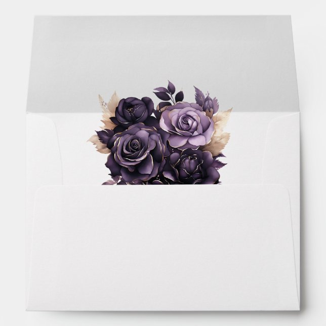 Elegant Dark Purple Roses Envelope (Back (Bottom))