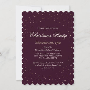 Elegant Dark Purple Starry Christmas Party Invitation