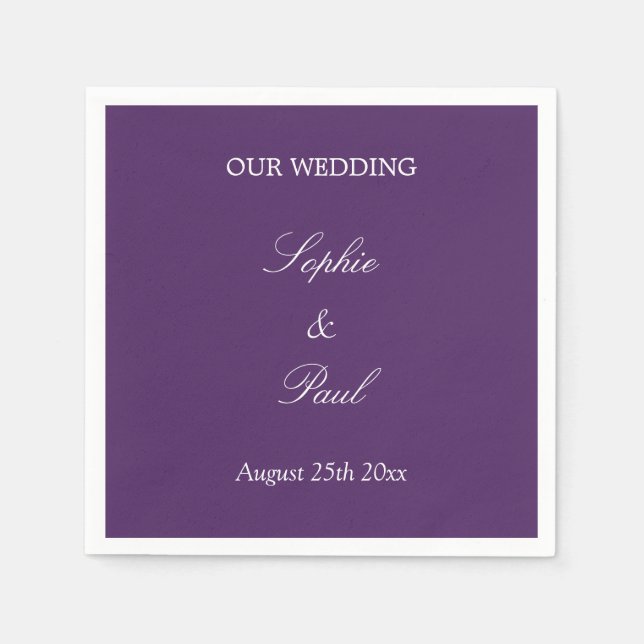 Elegant Dark Purple Wedding Napkins (Front)