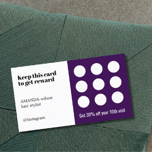 Elegant Dark Purple White Salon Loyalty Card