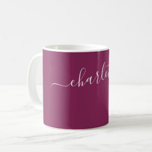 Elegant Dark Raspberry Colour Name Personalised Coffee Mug