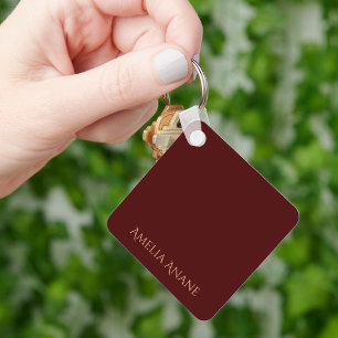 Elegant Dark Red & Blush Pink Typography  Key Ring