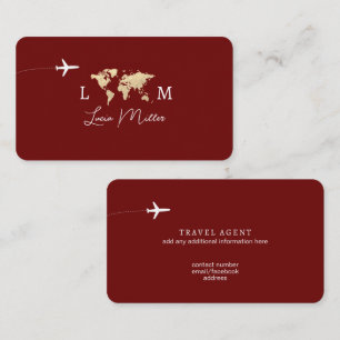 Elegant Dark-Red Business Card for a travel agent