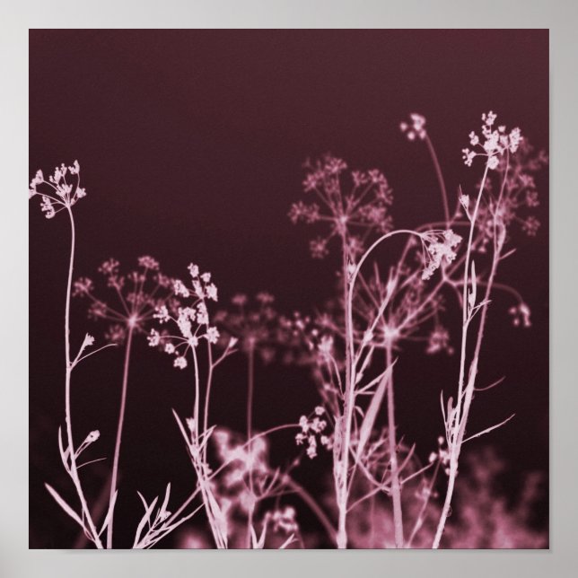 Elegant Dark Red Floral Abstract Poster (Front)