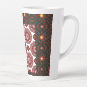 Elegant Dark Red Geometric Pattern Ceramic Mug – A