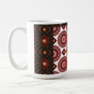 Elegant Dark Red Geometric Pattern Ceramic Mug – A