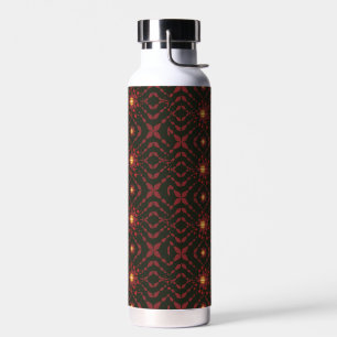 Elegant Dark Red Geometric Pattern Stainless Steel Water Bottle