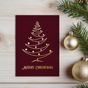 Elegant Dark Red Maroon Gold Foil Christmas Card