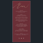 Elegant Dark Red Plum Burgundy Calligraphy Wedding Menu<br><div class="desc">part of a collection
*not real foil</div>