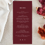 Elegant Dark Red Plum Burgundy Classic Wedding Menu<br><div class="desc">slim menu to match the collection
*if you would like more paper options this design can be transferred to a slim program
*or for more help contact me</div>