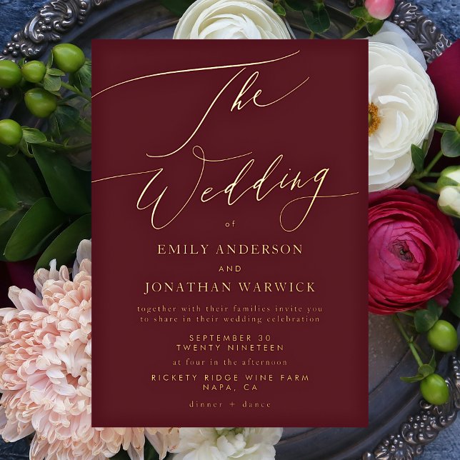 Elegant Dark Red Plum Burgundy Gold The Wedding (Creator Uploaded)