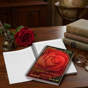 Elegant Dark Red Rose Botanical Floral Planner