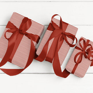 Elegant Dark Red Thin Striped Wrapping Paper