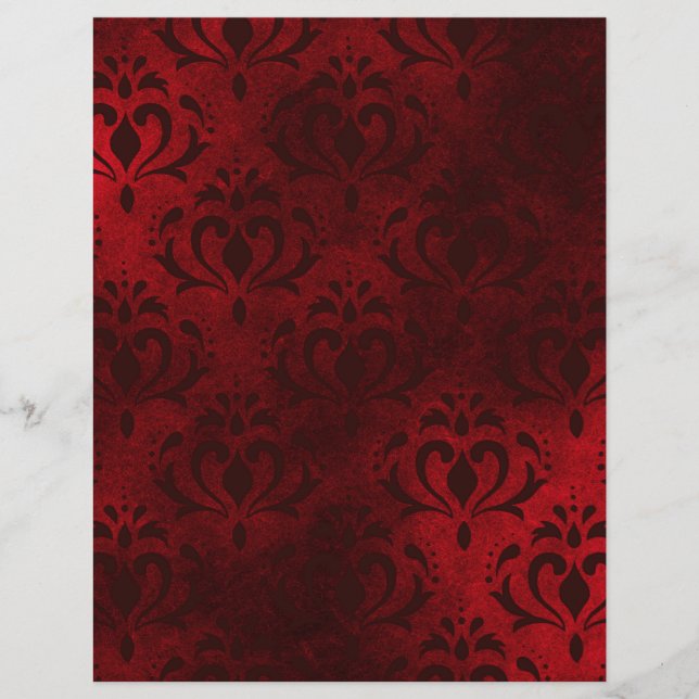 Elegant Dark Red Vintage Patterned Scrapbook Paper (Front)