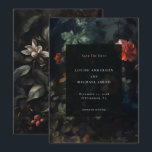 Elegant Dark Romantic Moody Floral Wedding Save The Date<br><div class="desc">A dark moody save the date card, romantic and elegant, featuring a vintage style painting of flowers, elegantly set typography for your wedding information. The perfect pick for a winter wedding, mansion wedding, moody boho wedding or vintage style wedding. Need additional items for your wedding or other celebration? Drop me...</div>