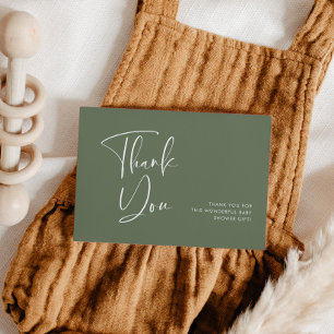 Elegant Dark Sage Green Baby Shower Thank you Card