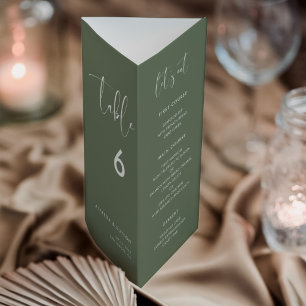 Elegant Dark Sage Green Menu Table number trifold