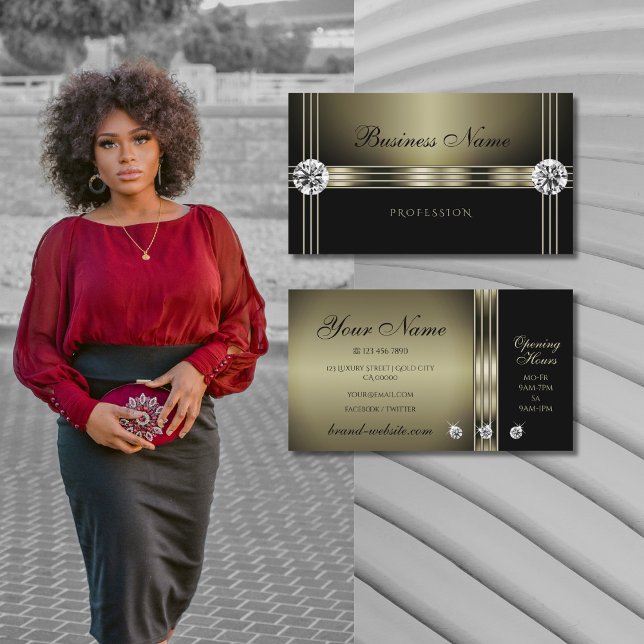 Elegant Dark Silver and Black Bright Rhinestones Business Card (Creator Uploaded)