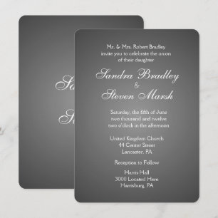 Elegant Dark Silver Wedding Invitations