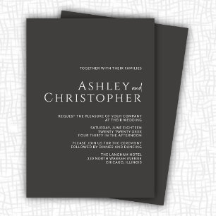 Elegant Dark Slate Modern Wedding Invitation