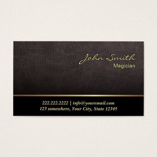 Elegant Dark Tan Leather Magician Business Card