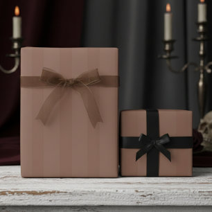 Elegant Dark Tan on Tan Thick Stripes Wrapping Paper