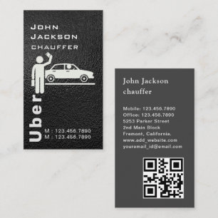 Elegant Dark Taxi Driver/Chauffeur QR Code Business Card