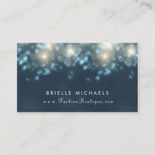Elegant Dark Teal Bokeh Fashion Boutique Business Card