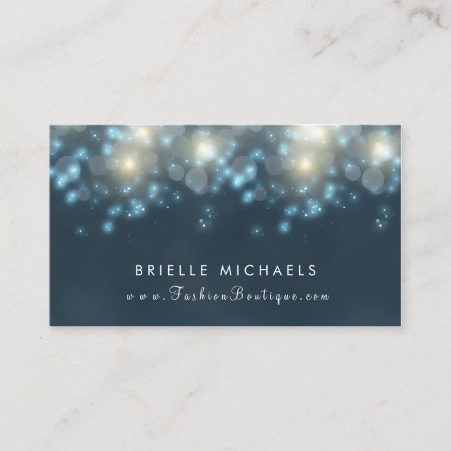 Elegant Dark Teal Bokeh Fashion Boutique Business Card (Front)