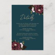 Elegant Dark Teal Burgundy Floral Wedding