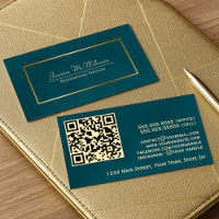Elegant Dark Teal & Gold Professional QR Code