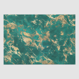 Elegant Dark Teal Green Gold Marble Christmas Tissue Paper