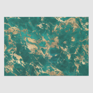 Elegant Dark Teal Green Gold Marble Christmas Tissue Paper