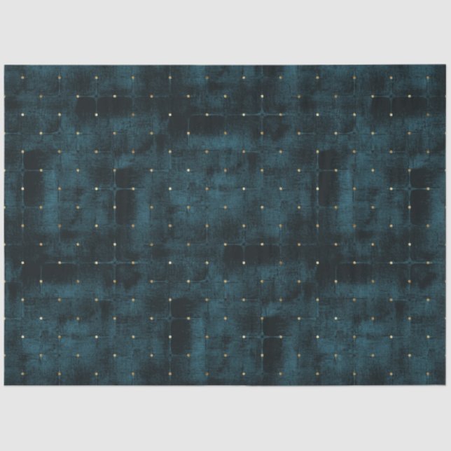 Elegant Dark Teal Velvet Gold Dots Luxury Tissue Paper (Front)