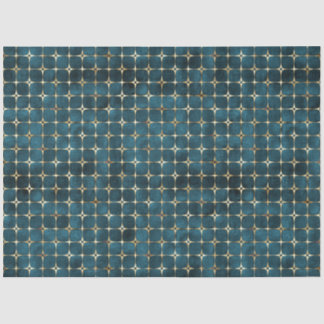 Elegant Dark Teal Velvet Gold Plaid Luxury Tissue Paper