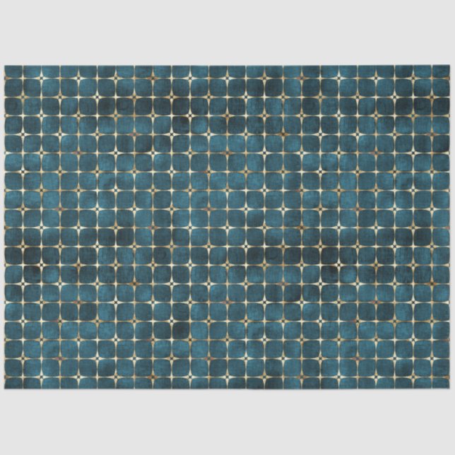 Elegant Dark Teal Velvet Gold Plaid Luxury Tissue Paper (Front)