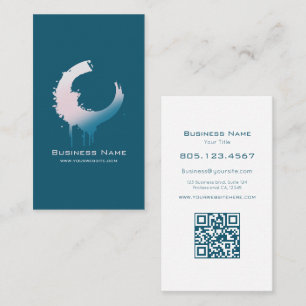 Elegant Dark Teal & White Swirl Customizable Business Card