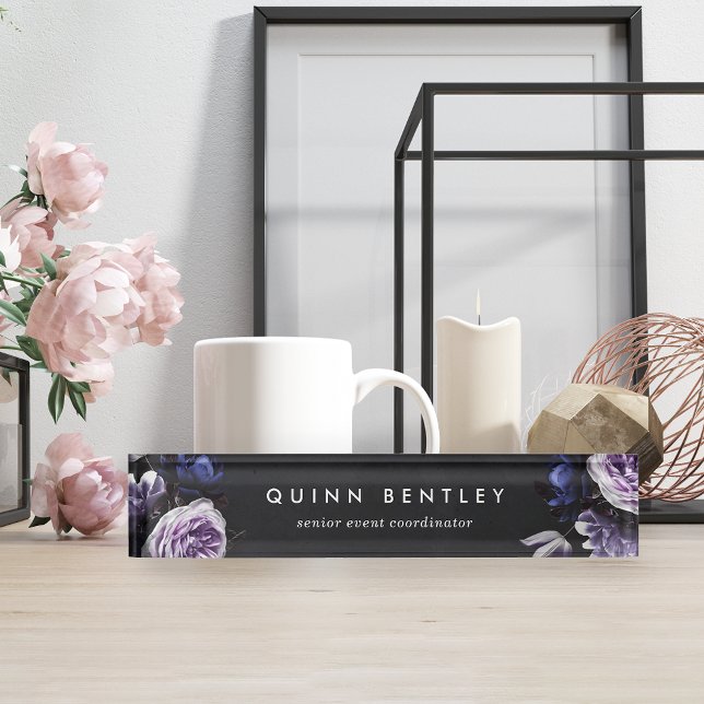 Elegant Dark Violet Floral Bouquet Nameplate (Creator Uploaded)