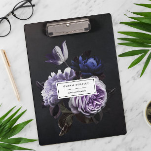 Elegant Dark Violet Floral Bouquet Personalised Clipboard