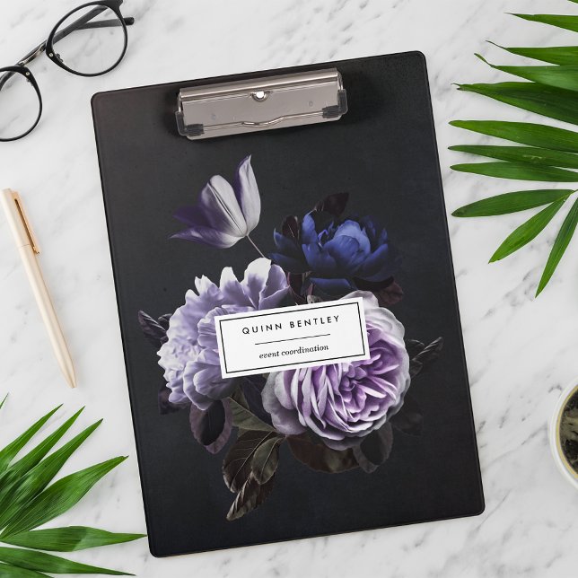 Elegant Dark Violet Floral Bouquet Personalised Clipboard (Creator Uploaded)