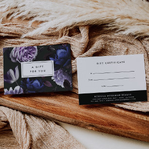 Elegant Dark Violet Floral Gift Certificate Card