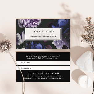 Elegant Dark Violet Floral Referral Card