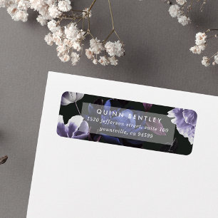 Elegant Dark Violet Floral Return Address