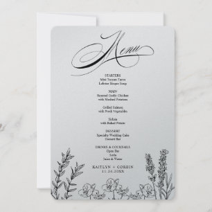 Elegant Dark Wildflower Menu Card