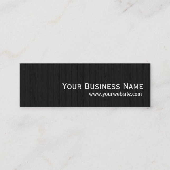 Elegant Dark Wood Texture Mini Business Card (Front)