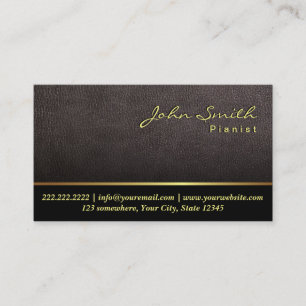 Elegant Darker Leather Piano Teacher Pianist Business Card