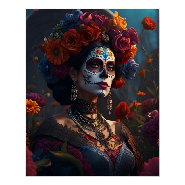 Elegant Day of the Dead  Vibrant Poster (Front)