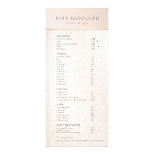 Elegant Day Spa Pink Marble Salon Price List Menu
