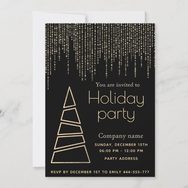 Elegant dazzle shiny corporate Christmas party  Invitation (Front)
