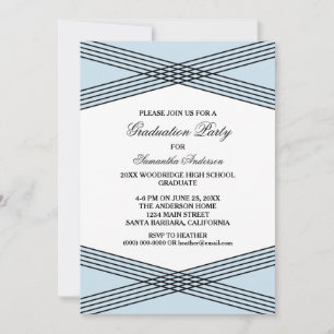 Elegant Deco Blue Graduation Party Invite